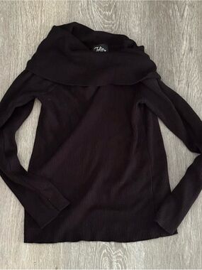 Tilly's Black Ribbed Off-Shoulder Cowl Sweater